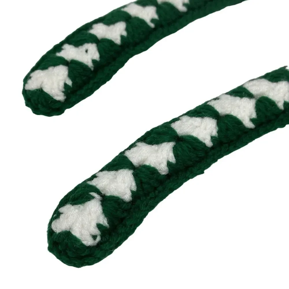 2 Vintage Handmade Crochet Clothes Hangers Yarn Covered Cottage Core Green White